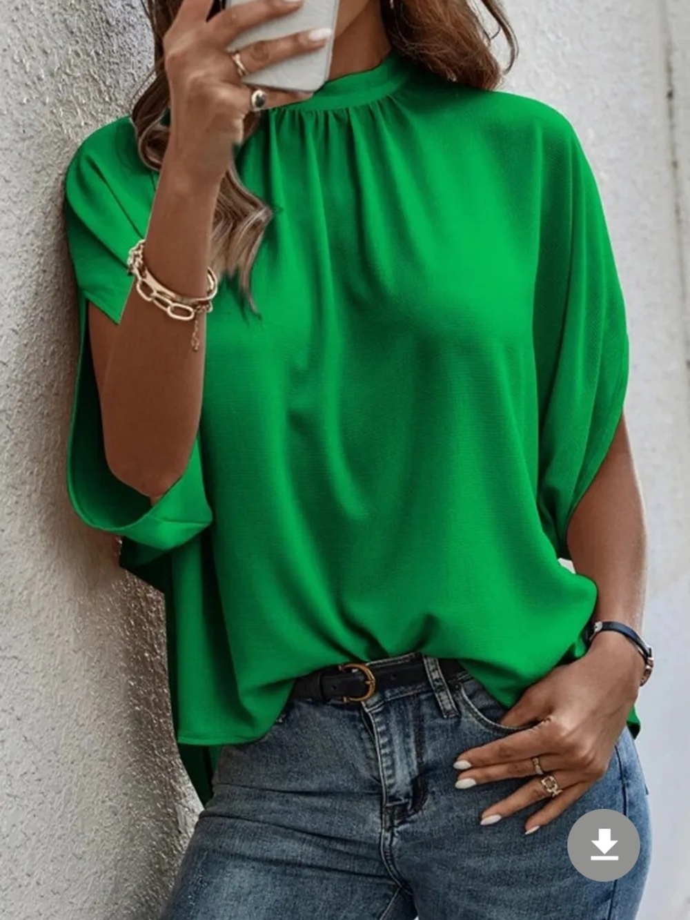 Green Mock Neck Blouse NWT